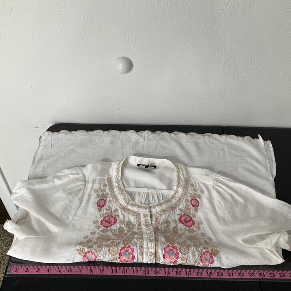 Andree by Unit Top Women 1X Floral Embroidered Short‎ Sleeve Lightweight Blouse - Picture 10 of 12